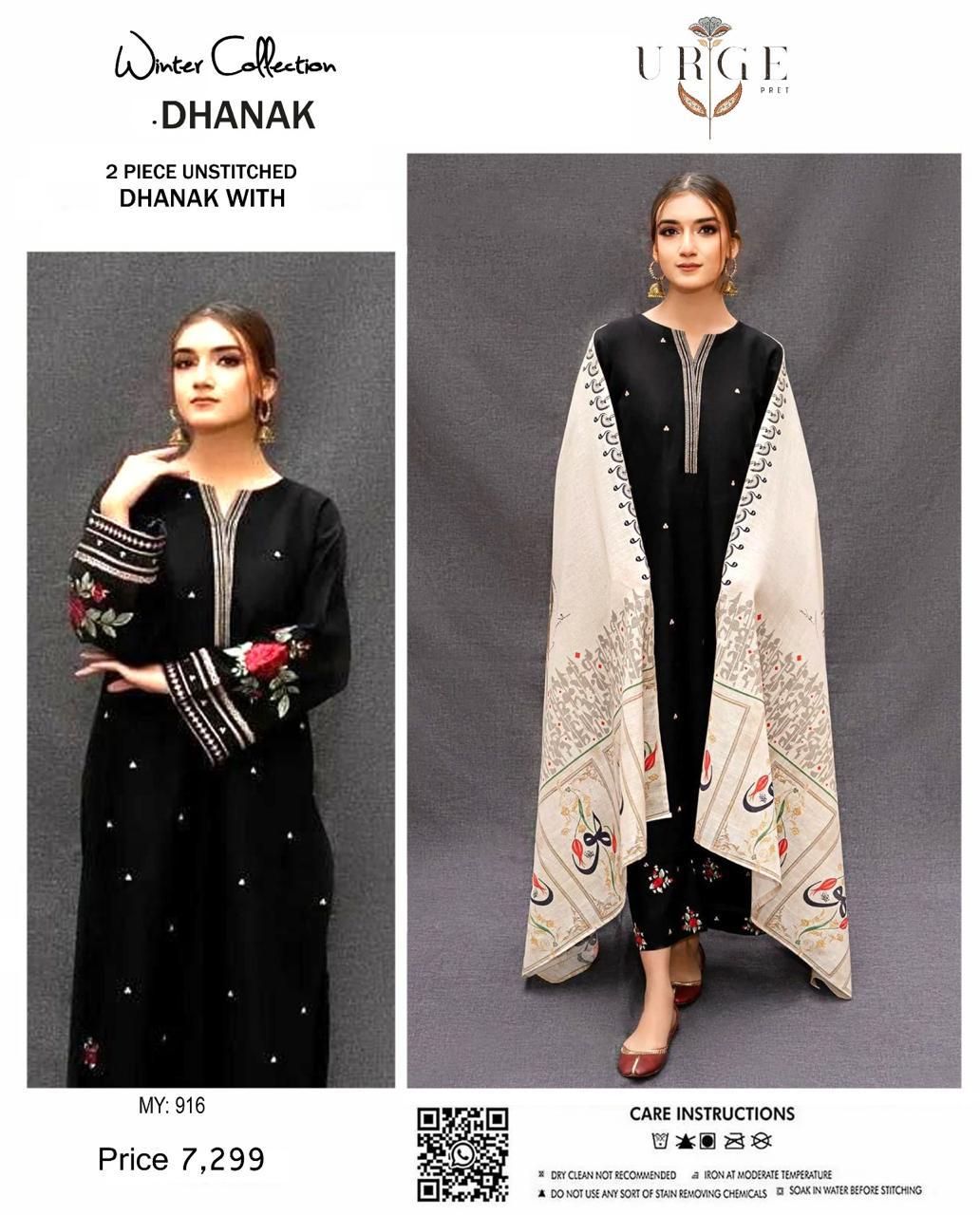 3PC Unstitched Dhanak Suit